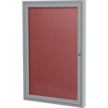 GHENT Ghent Enclosed Letter Board - Outdoor / Indoor - Flannel - Silver Frame - 24" W x 36" H - Burgundy PA13624BX-BG